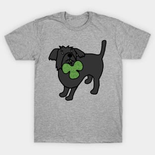 Cute Dog Holding Green Club T-Shirt